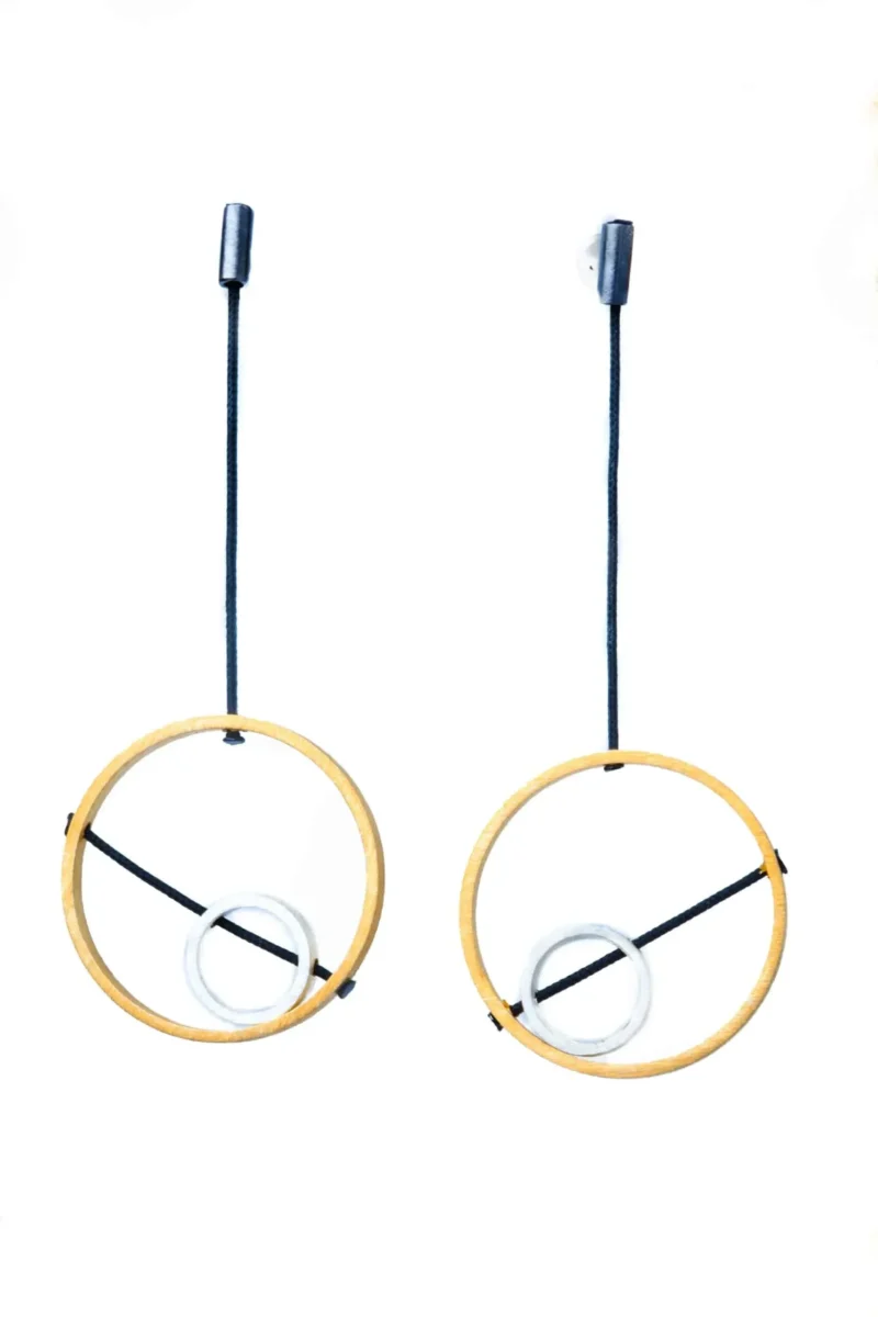 Handmade Jewellery | Geometric circular multi plated bronze earrings gallery 1