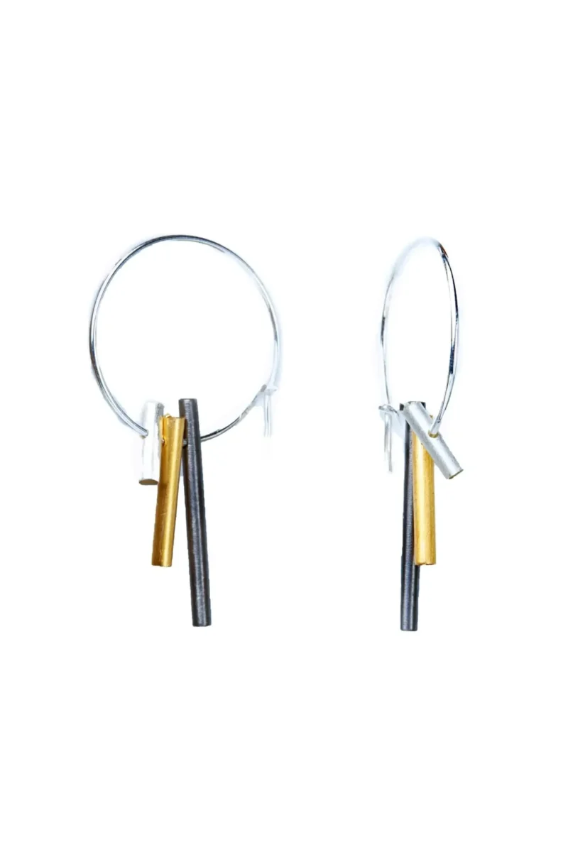 Handmade Jewellery | Silver hoops with multi plated bronze elements gallery 1