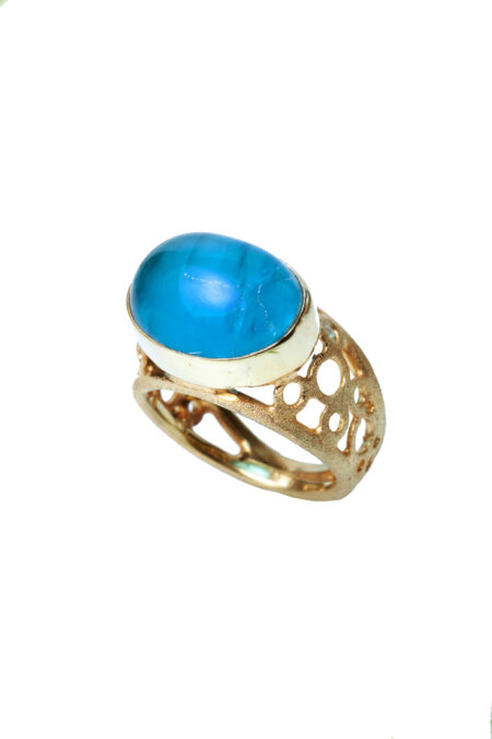 Apatite gold plated silver ring main