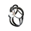 Handmade Jewellery | Silver ring, black rhodium plated with pearl and diamond dust main