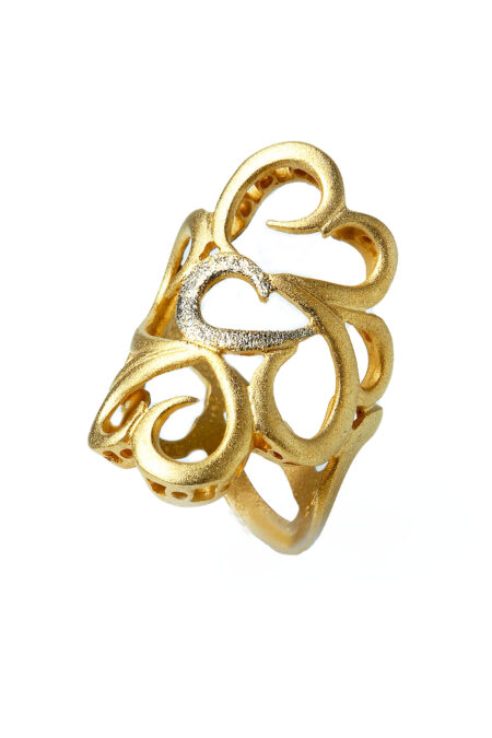 Gold plated silver ring with diamond dust main