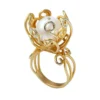 Handmade Jewellery | Gold plated silver ring with diamond dust and pearl main