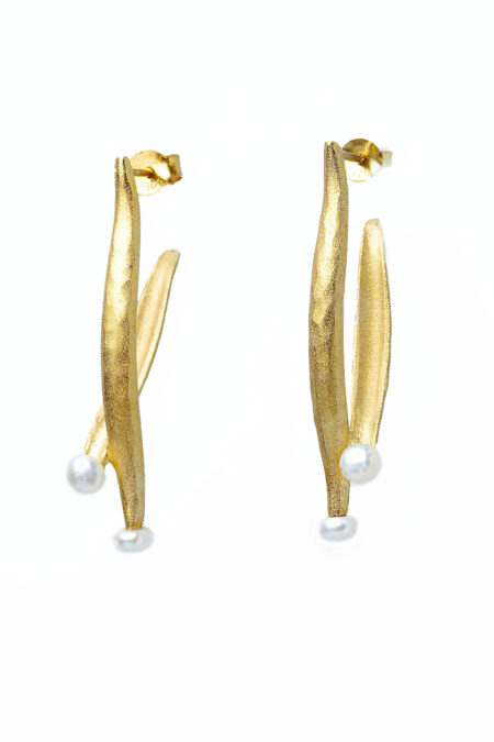 Gold plated silver earrings with pearls main