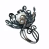 Handmade Jewellery | Oxidized silver ring with diamond dust and pearl main