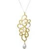 Handmade Jewellery | Gold plated silver long necklace with diamond dust and baroque pearl main