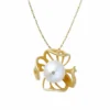 Handmade Jewellery | Silver gold plated flower pendant with pearl and diamond dust main