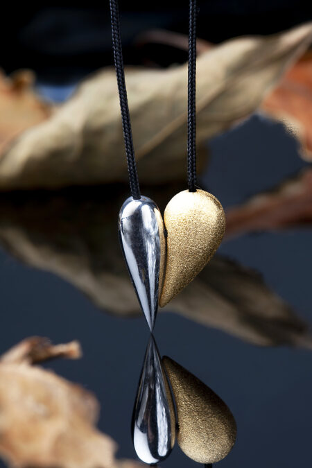 Heart silver necklace, gold and rhodium plated main