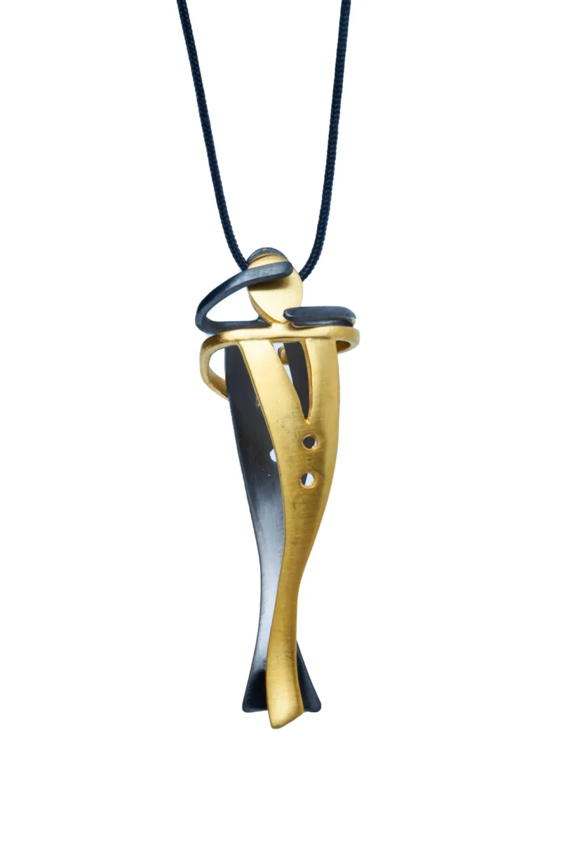 Handmade Jewellery | Hug silver necklace gold and black rhodium plated main