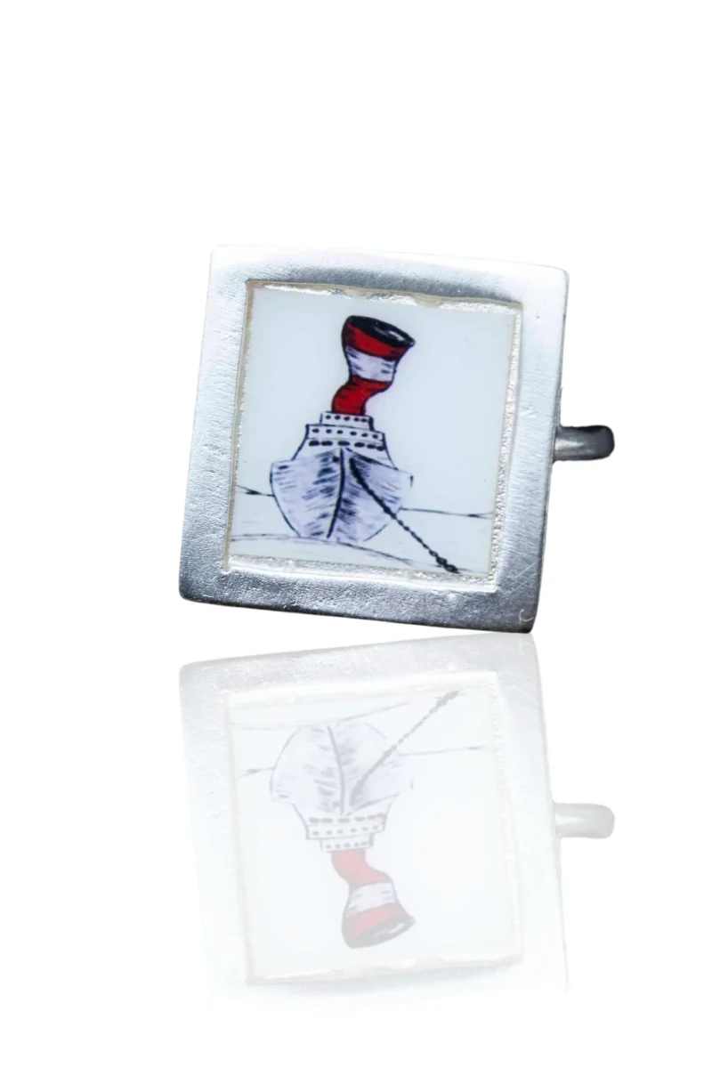 Handmade Jewellery | Square silver ring with inlaid theme main