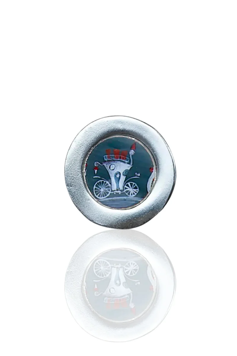 Handmade Jewellery | Round silver ring with inlaid theme main