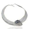 Handmade Jewellery | Crochet knit silver necklace with and pyrite main