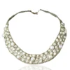 Handmade Jewellery | Crochet knit silver statement necklace with and pearls main