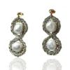 Handmade Jewellery | Crochet knit silver earrings with pearls main