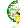 Handmade Jewellery | Lemon bronze ring with Swarovski crystals and green enamel gallery 1