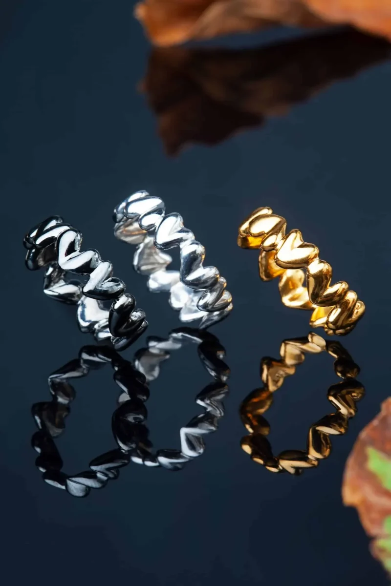 Handmade Jewellery | Hearts handmade black silver ring gallery 2