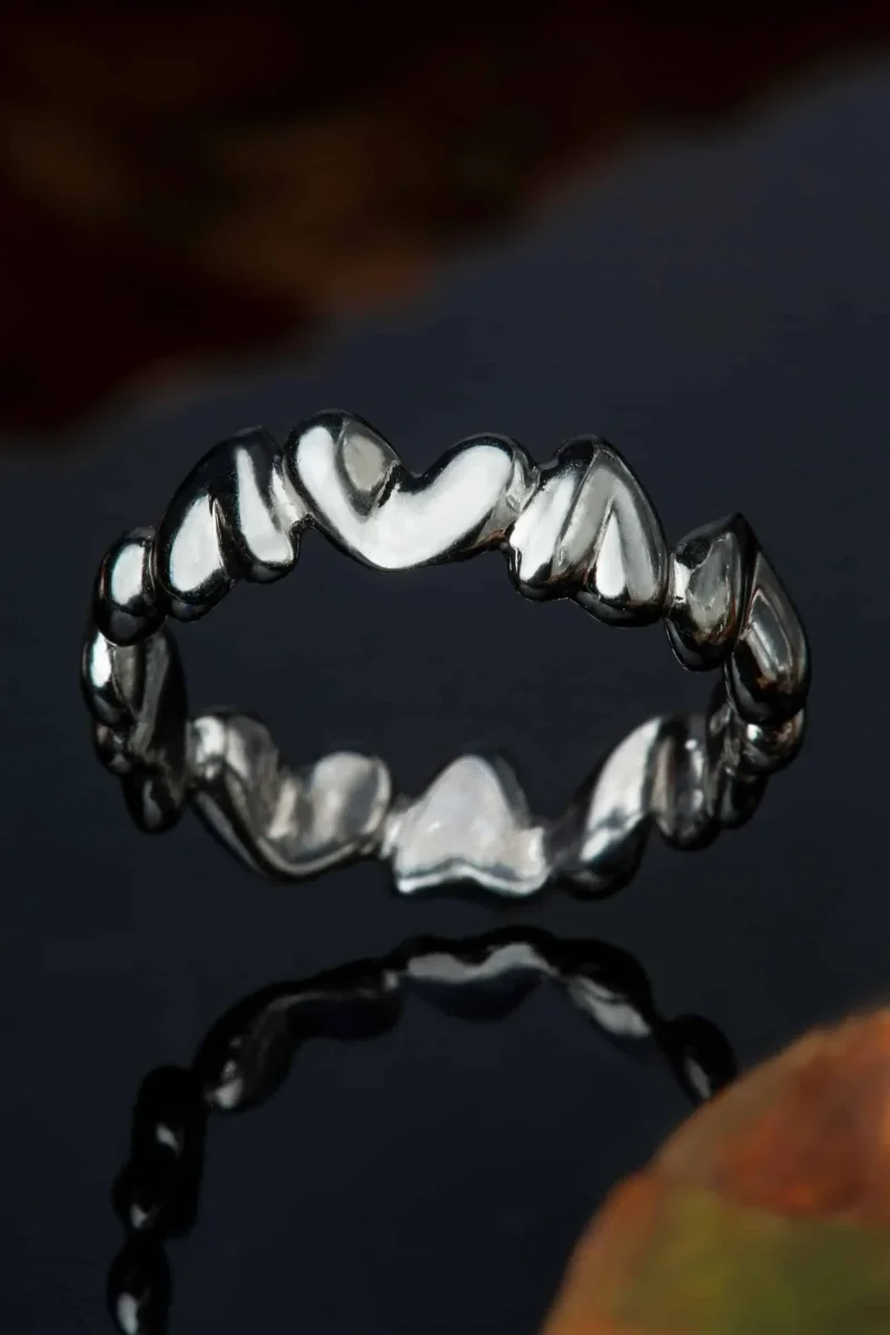 Handmade Jewellery | Hearts handmade black silver ring gallery 1