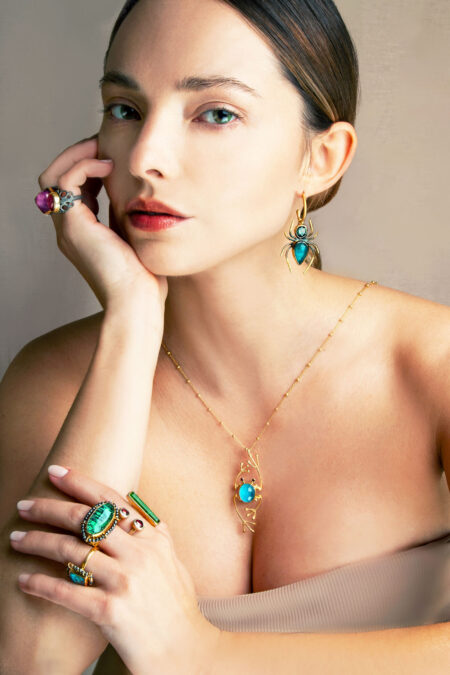 Handmade Jewellery | Turquoise gold plated silver ring gallery 5