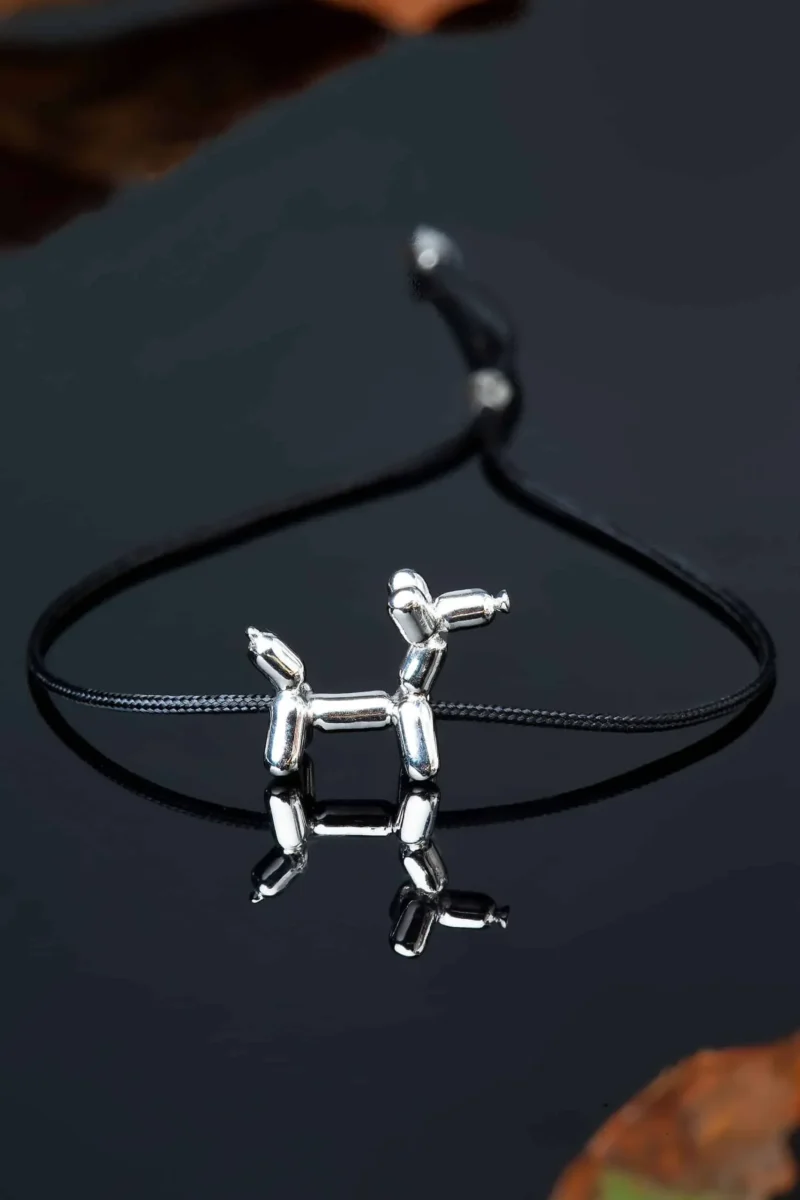 Handmade Jewellery | Balloon dog silver bracelet rhodium plated gallery 1