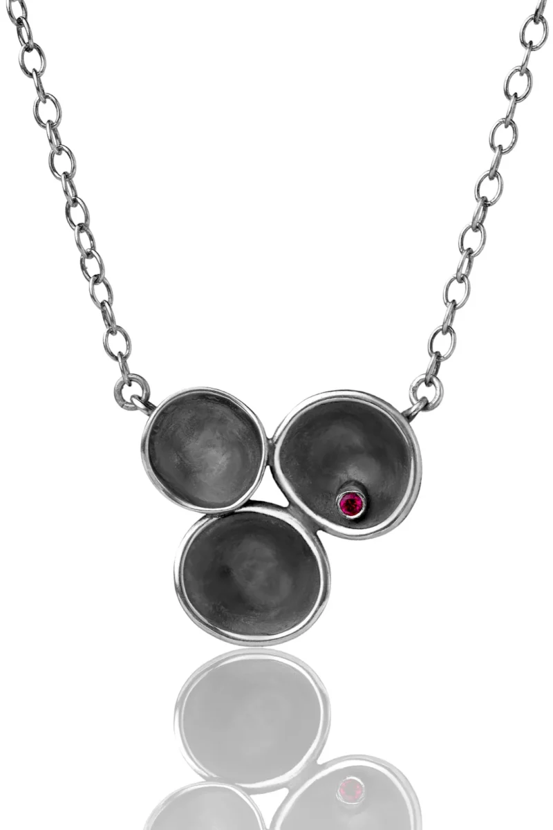 Handmade Jewellery | Handmade oxidized silver necklace with garnet main