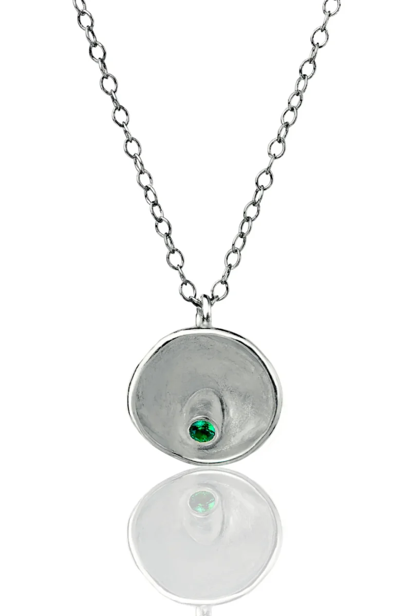 Handmade Jewellery | Round handmade silver necklace with green agate main