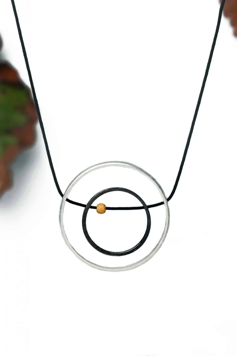 Handmade Jewellery | Minimal geometric multi plated bronze necklace gallery 1