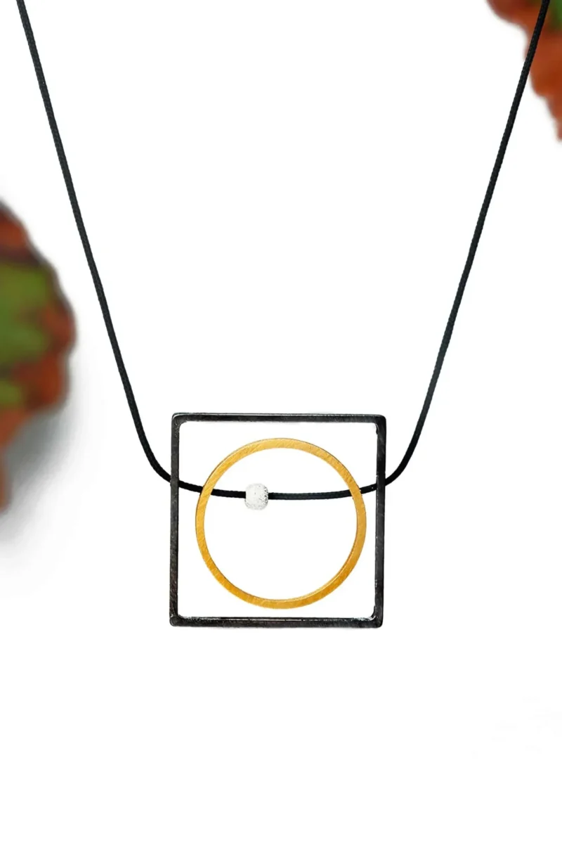 Handmade Jewellery | Minimal geometric multi plated bronze necklace gallery 1