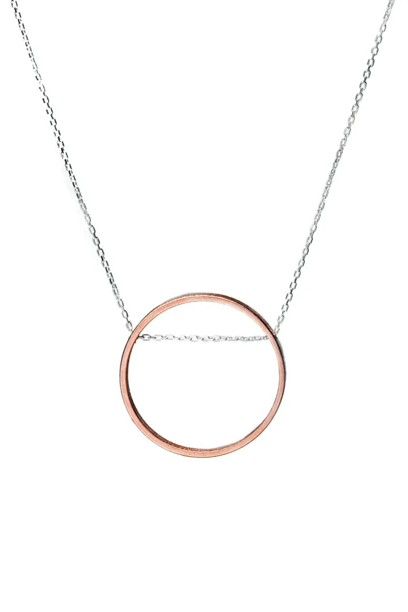 Handmade Jewellery | Circular geometric silver and bronze necklace gallery 1