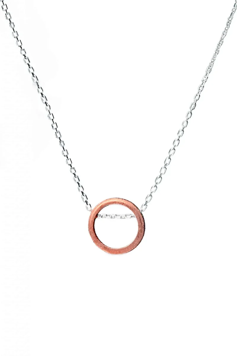 Handmade Jewellery | Minimal round silver and bronze necklace gallery 1