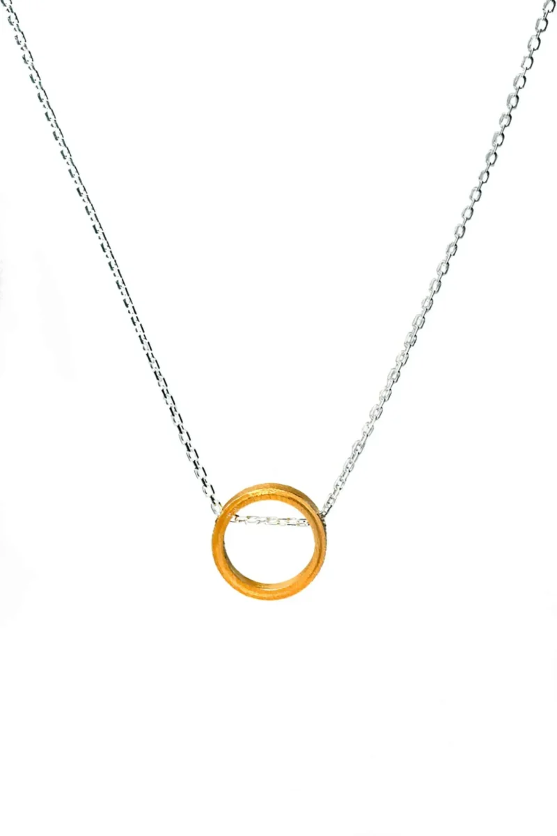 Handmade Jewellery | Minimal round multi plated silver and bronze necklace gallery 1