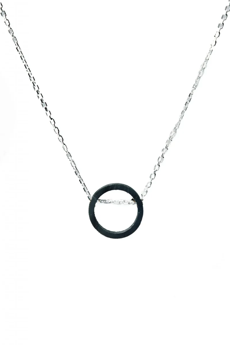 Handmade Jewellery | Minimal round silver and bronze necklace gallery 1