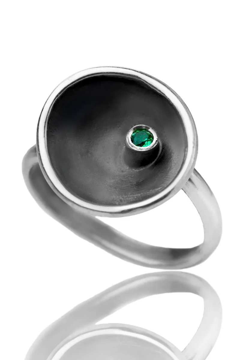 Handmade Jewellery | Round handmade oxidized silver ring main