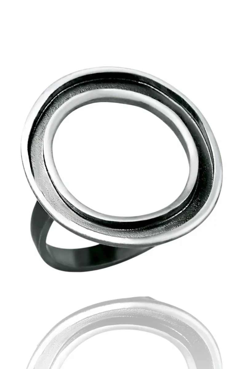 Handmade Jewellery | Minimal round handmade oxidized silver ring main
