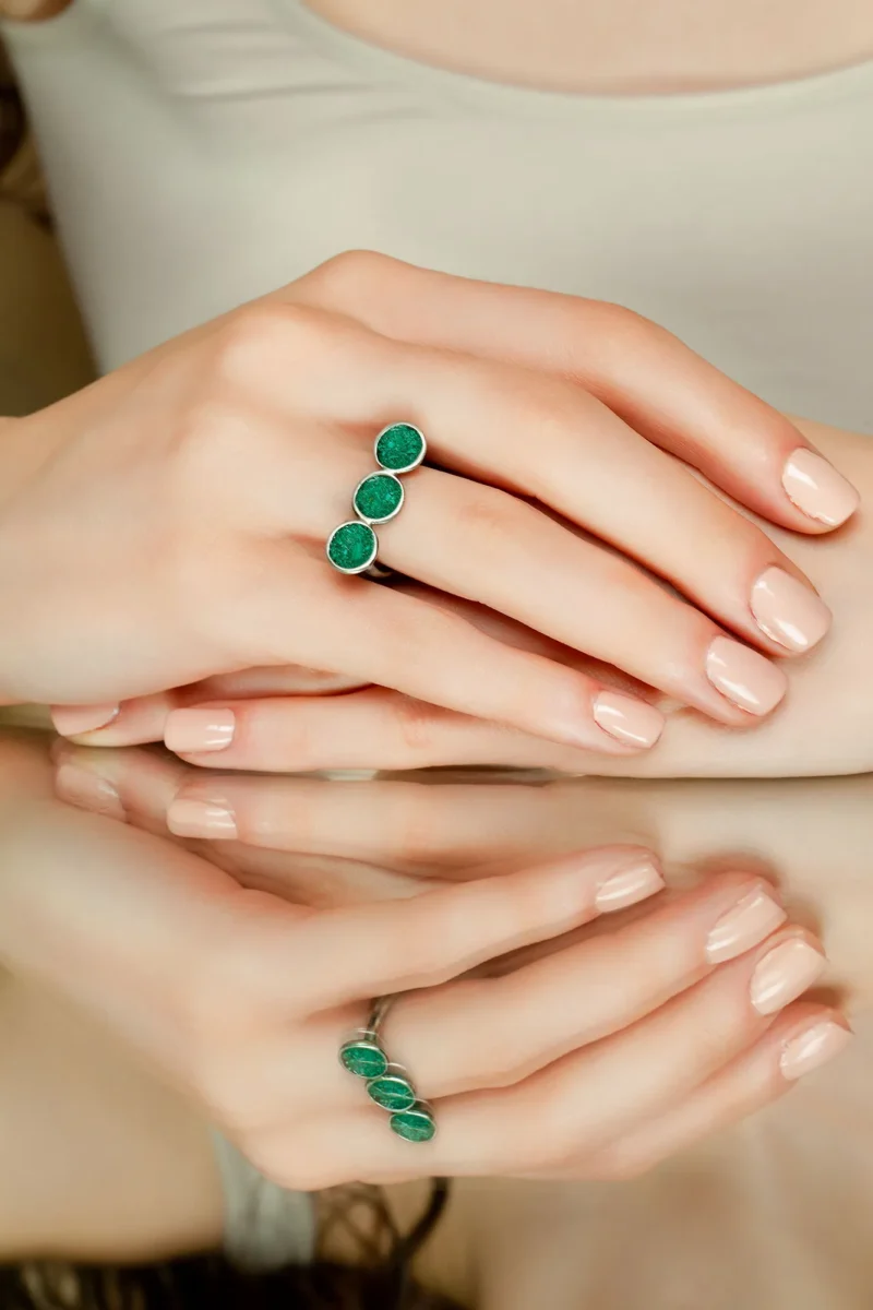 Handmade Jewellery | Malachite minimal handmade silver ring gallery 1