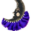 Handmade Jewellery | Moon engraved bronze and purple silk brooch main