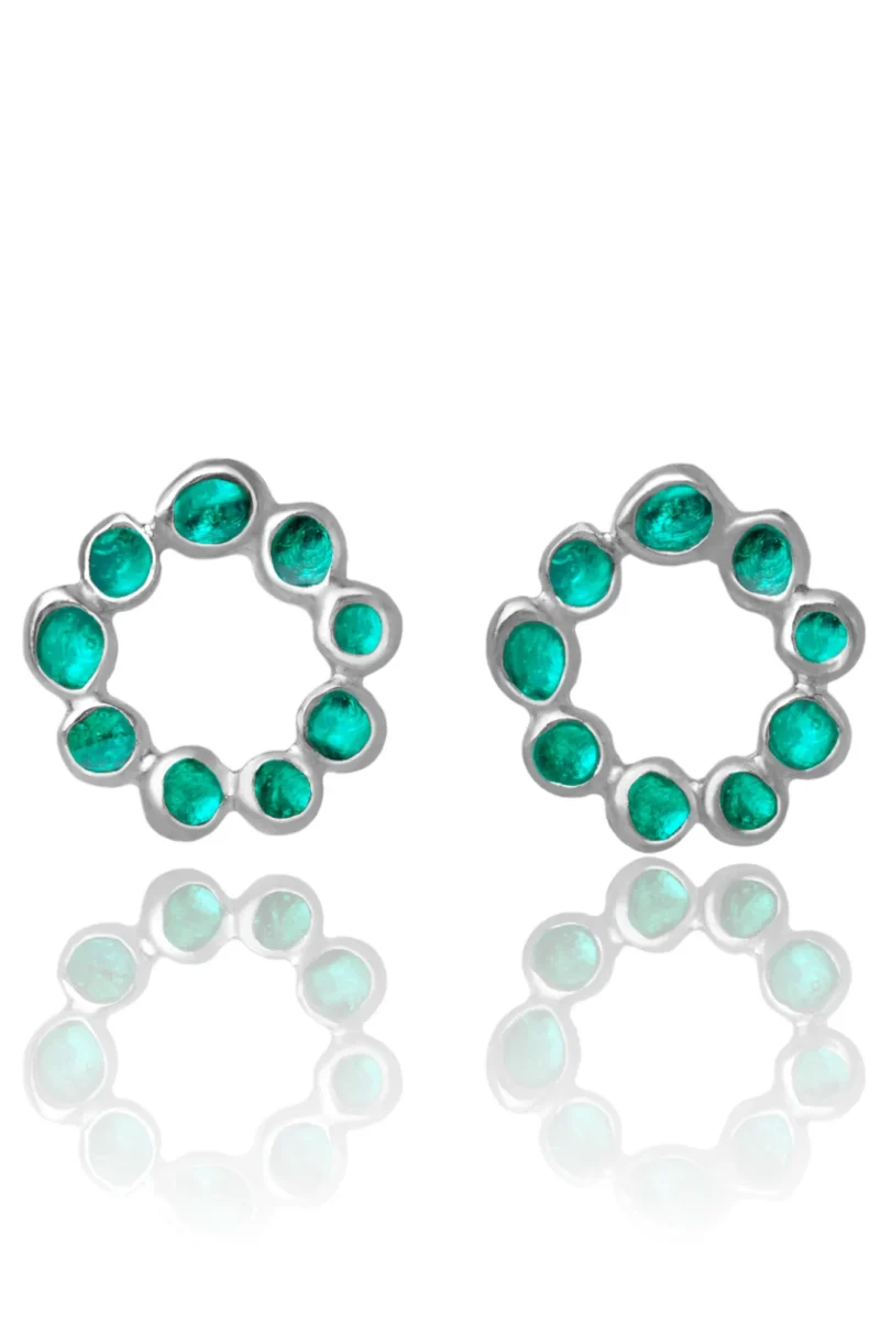 Handmade Jewellery | Wreath Handmade Silver Earrings with Turquoise Enamel main