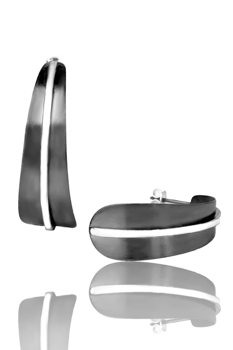 Handmade Jewellery | Minimal handmade oxidized silver hoops main