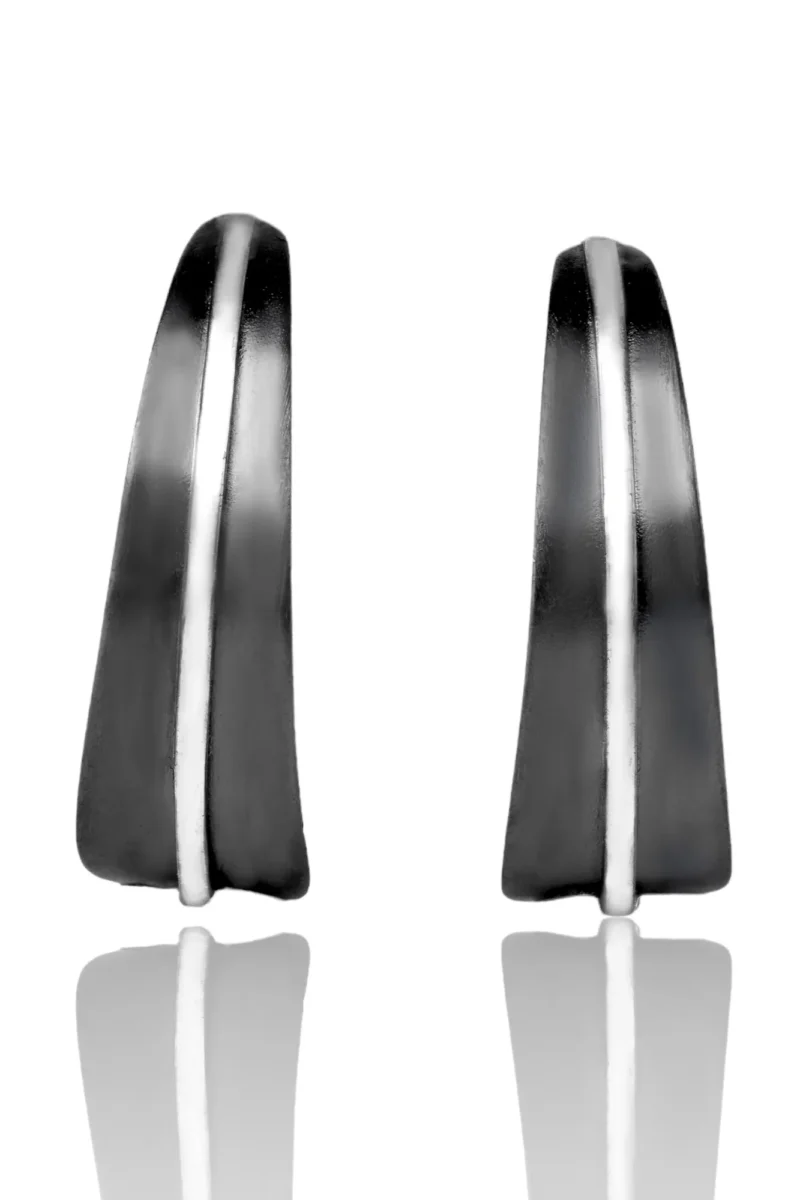 Handmade Jewellery | Minimal handmade oxidized silver hoops gallery 1