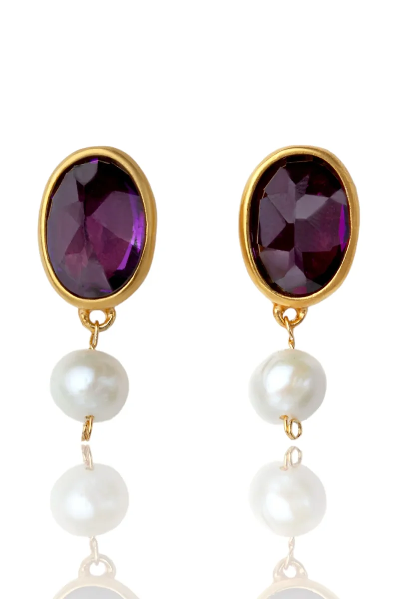 Handmade Jewellery | Amethyst gold plated silver earrings main