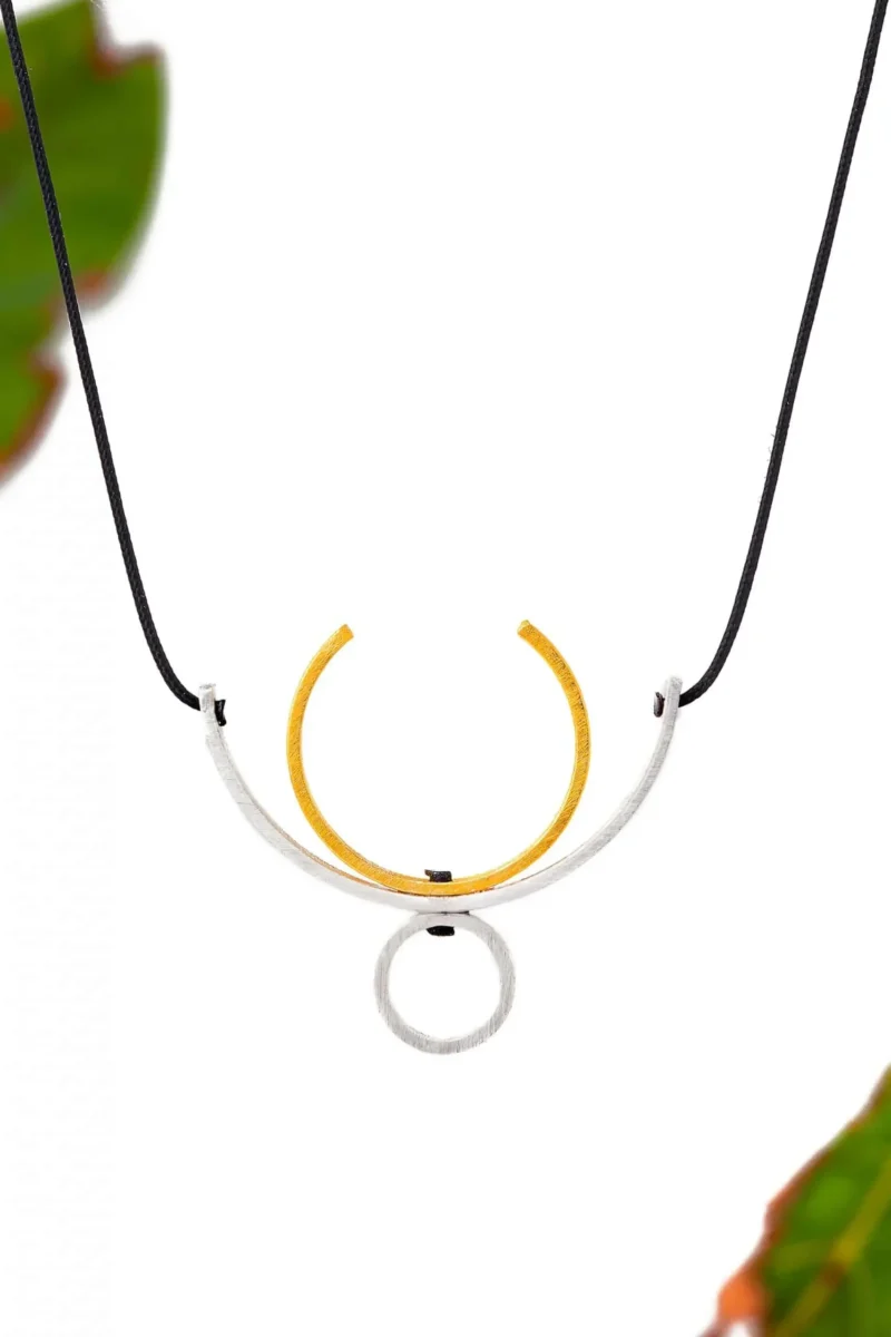 Handmade Jewellery | Minimal geometric multi plated bronze necklace gallery 1