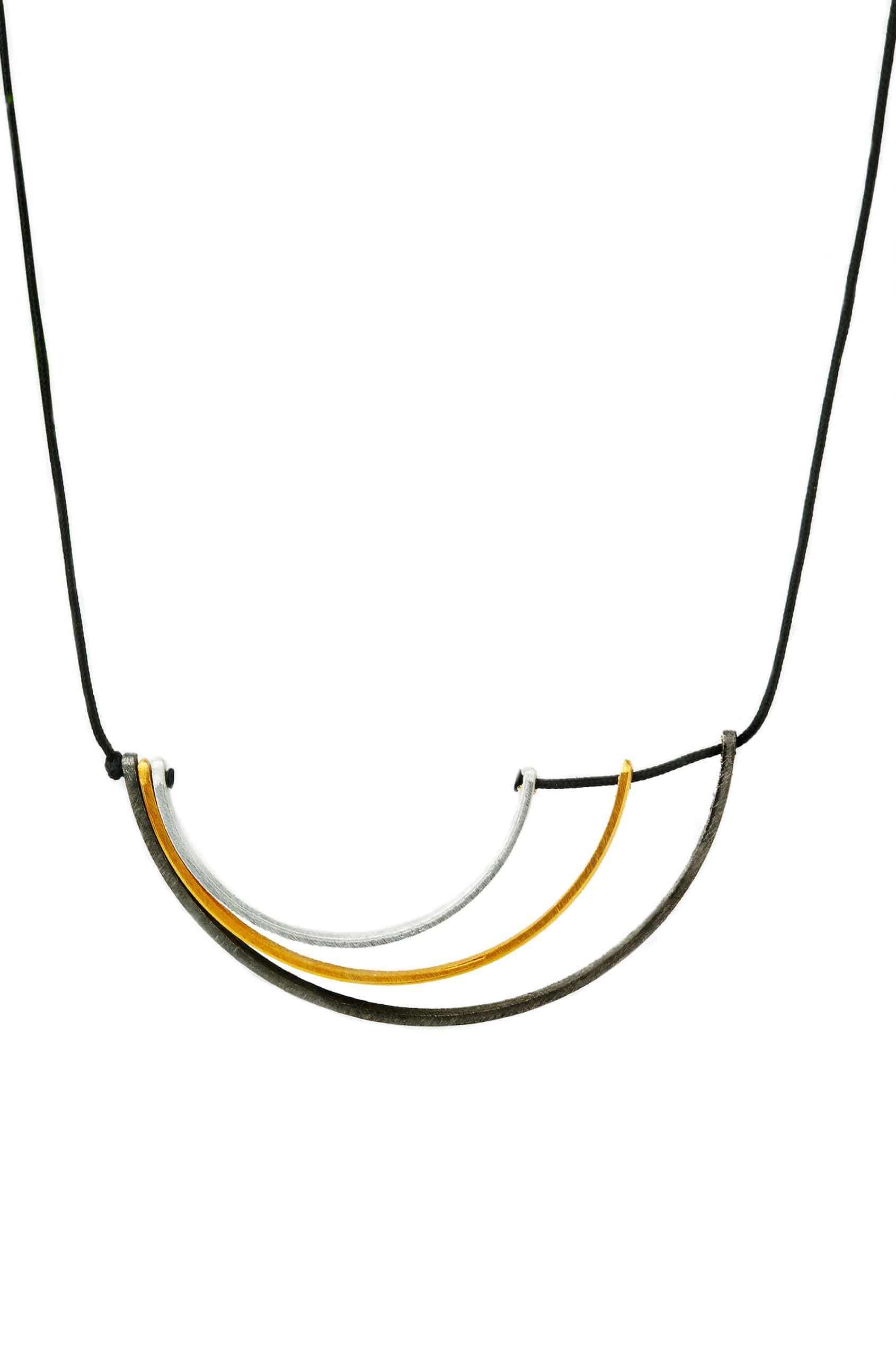 Minimal geometric multi plated bronze necklace main