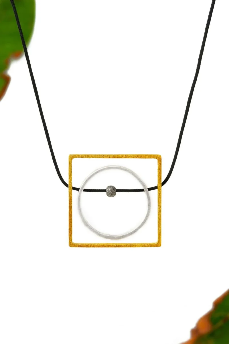 Handmade Jewellery | Minimal geometric multi plated bronze necklace gallery 1