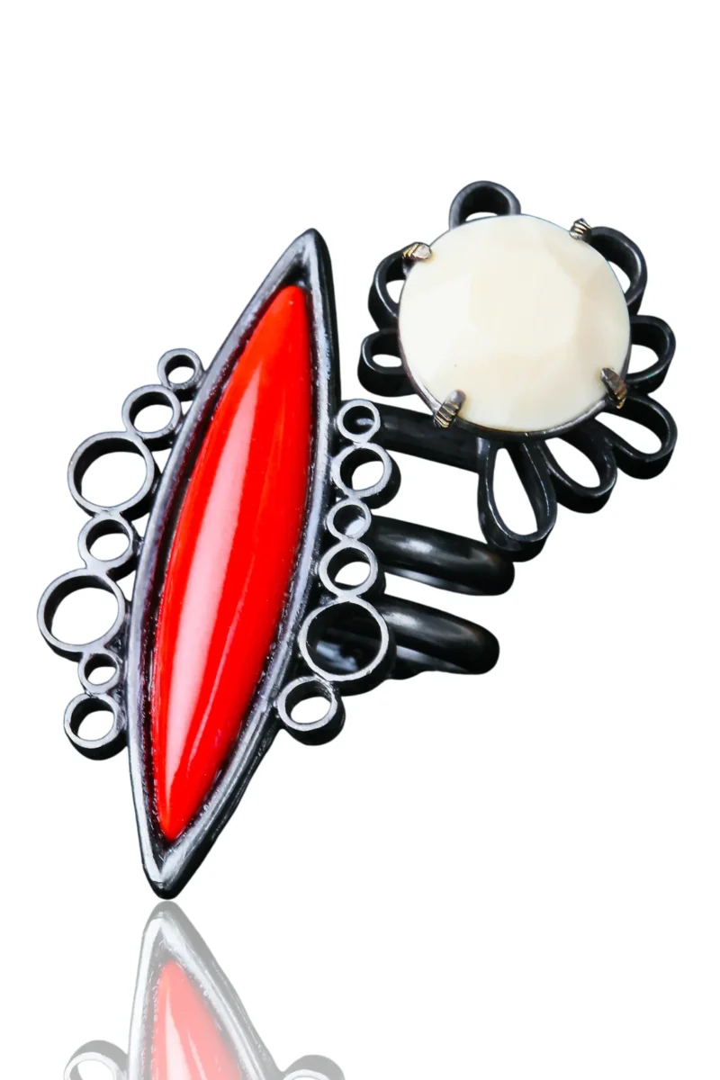 Handmade Jewellery | Black ring with semiprecious elements main