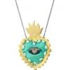Handmade Jewellery | Heart necklace with silk fabric and pearls main