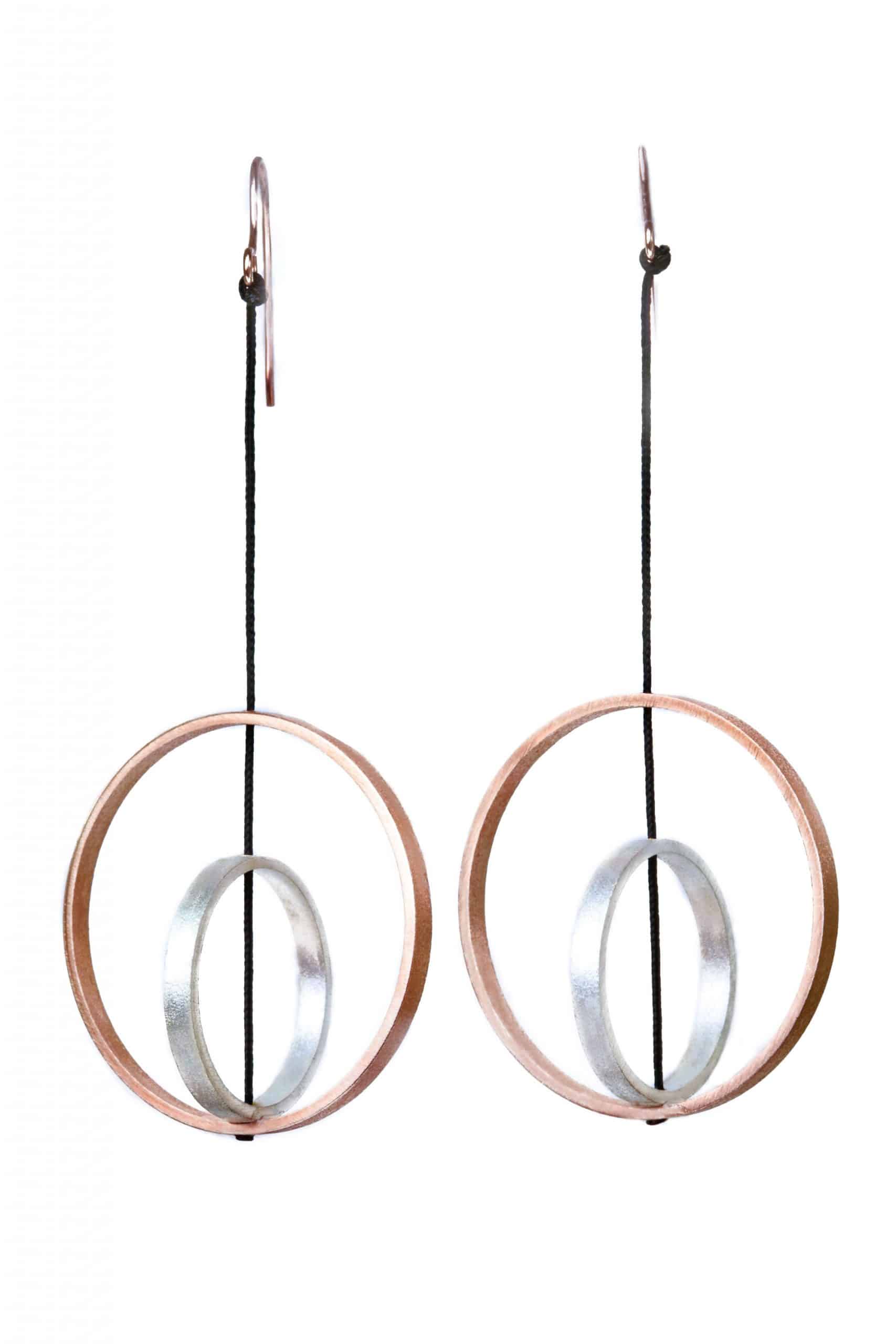 Minimal geometric multi plated bronze earrings main