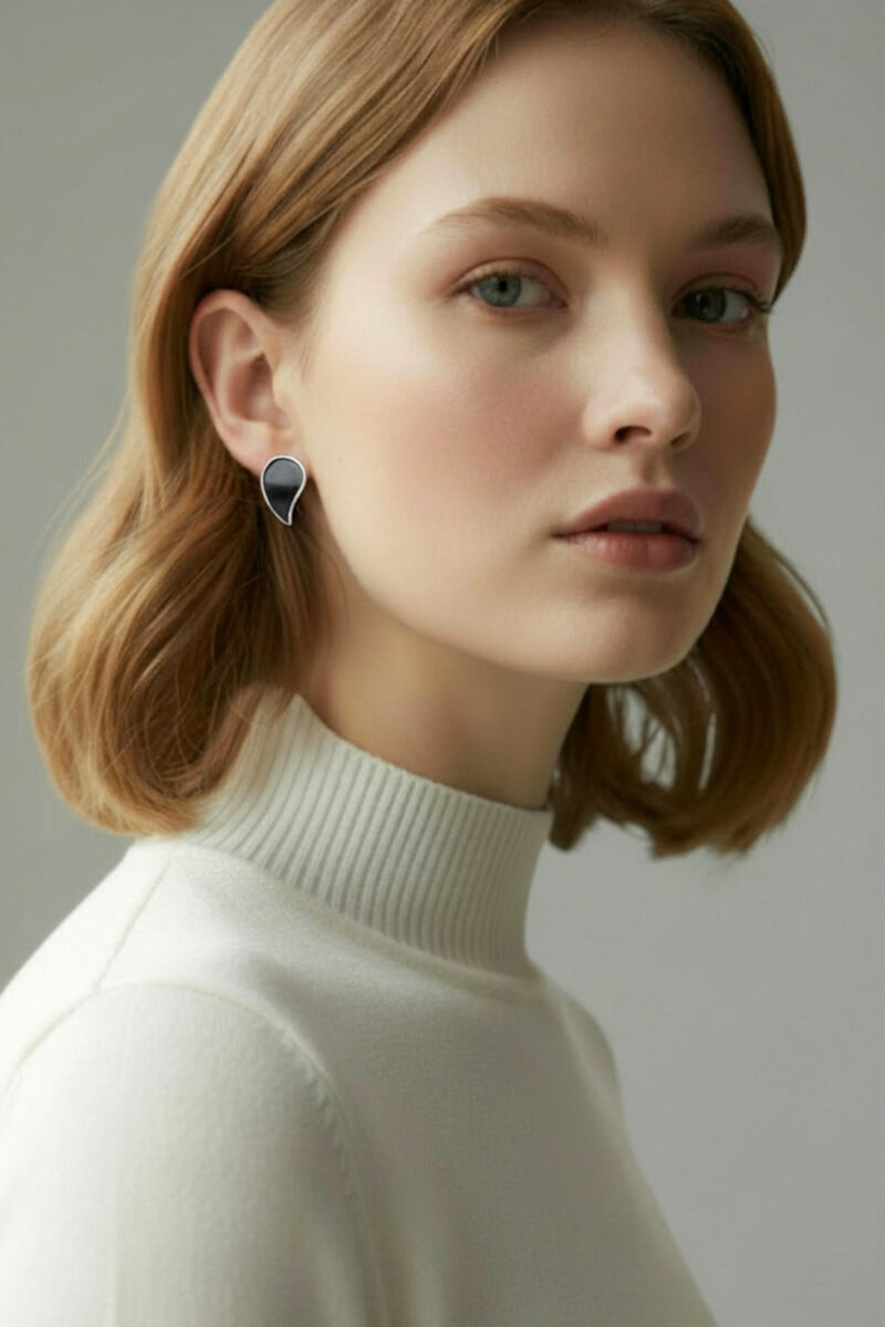 Handmade Jewellery | Paisley handmade oxidized stud silver earrings gallery 1