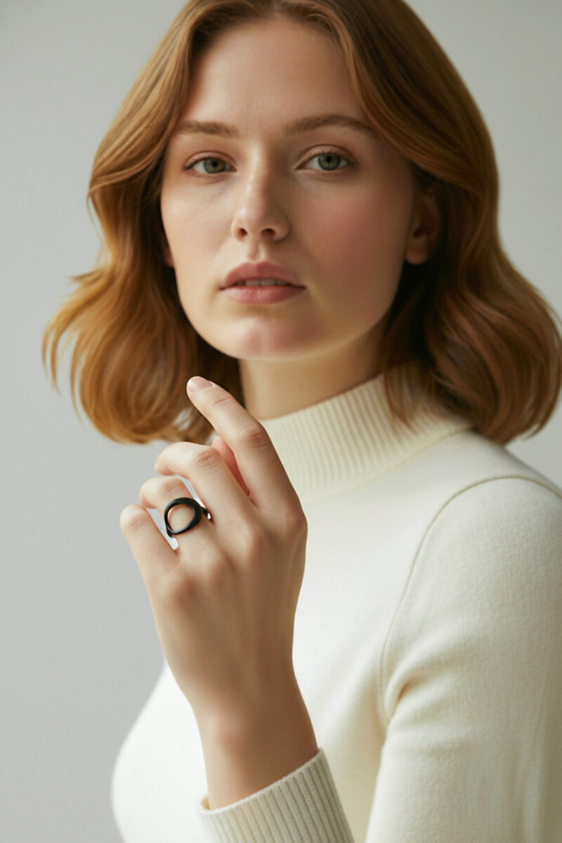 Handmade Jewellery | Oval minimal handmade oxidized silver ring gallery 1