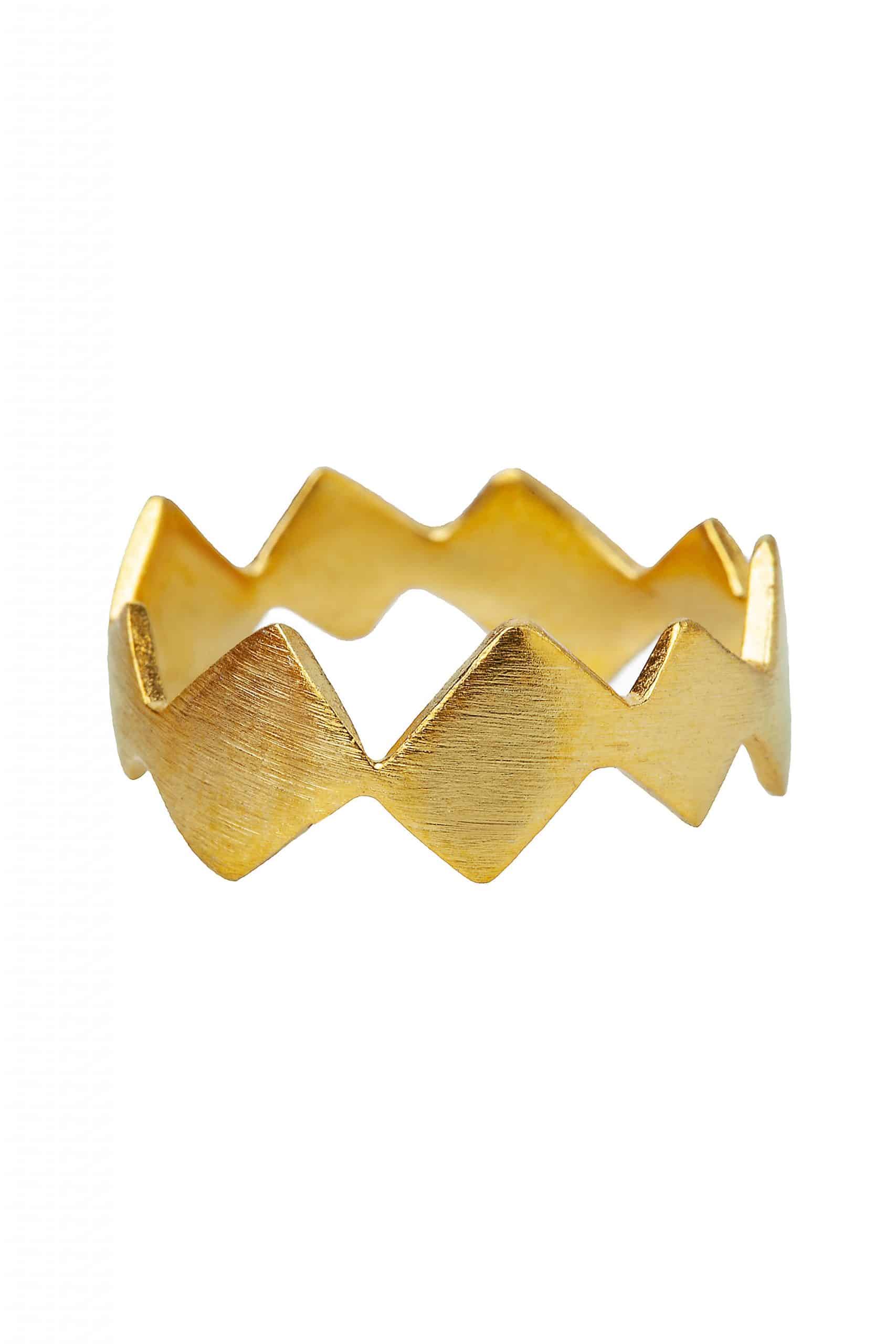 Geometric minimal gold plated silver ring gallery 1