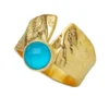 Handmade Jewellery | Turquoise gold plated textured silver ring main