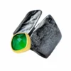 Handmade Jewellery | Jade black plated silver textured ring main