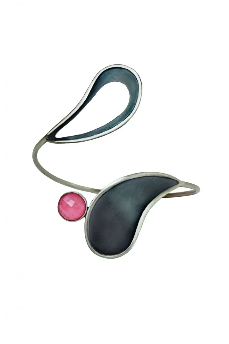 Handmade Jewellery | "Thulite Heritage" – Handcrafted Oxidized Silver Paisley Bracelet with Thulite gallery 1